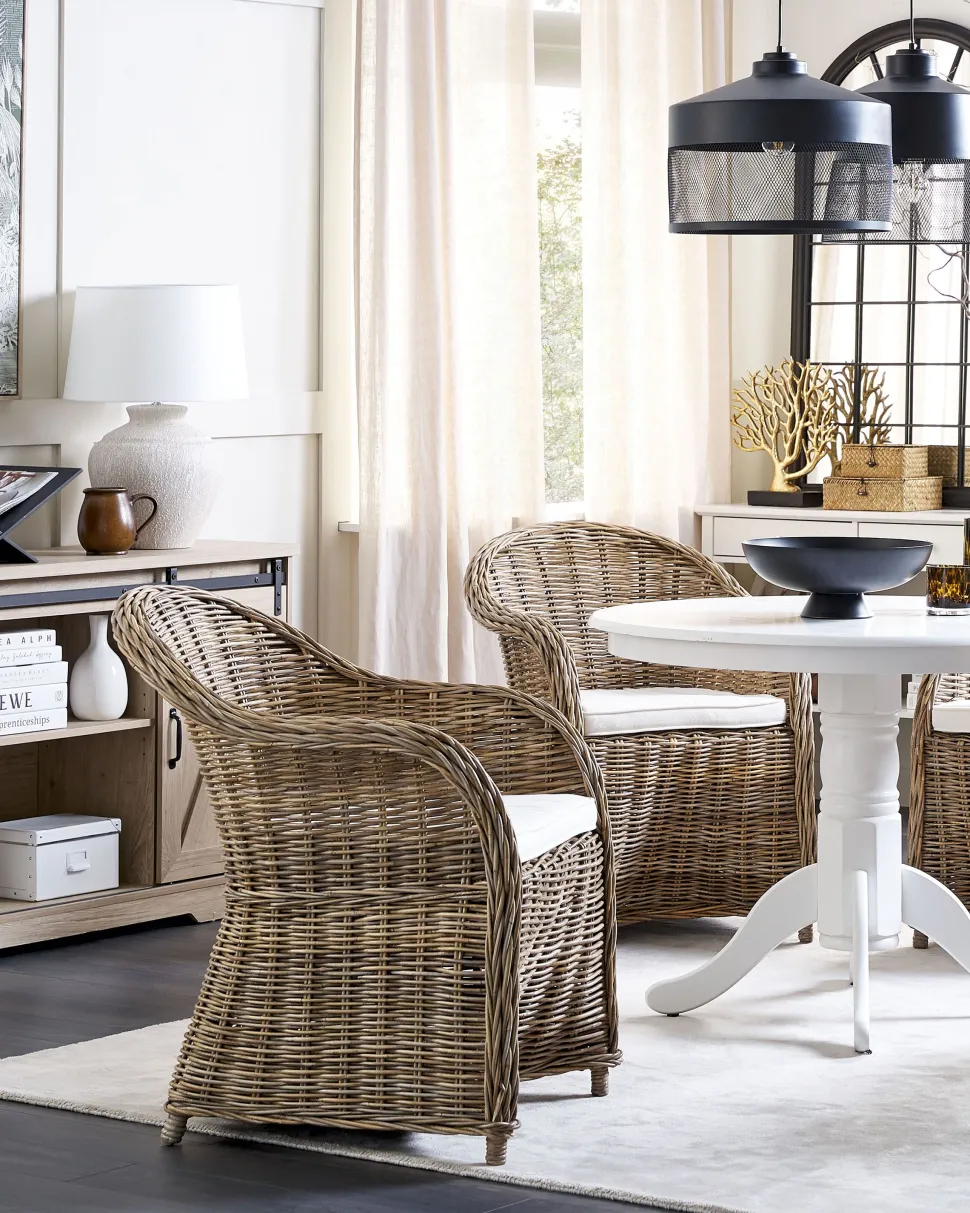 Beliani Puutarhatuoli Rottinki Luonnonvari 2 Kpl Susua Best Sale