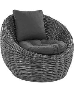 Beliani Puutarhatuoli Rottinki Musta Lerici Sale