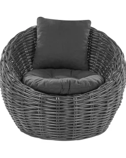 Beliani Puutarhatuoli Rottinki Musta Lerici Sale