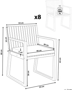 Beliani Puutarhatuoli Ruskeanharmaalla Pehmusteella 8Kpl Sassari Cheap