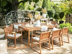 Beliani Puutarhatuoli Ruskeanharmaalla Pehmusteella 8Kpl Sassari Cheap