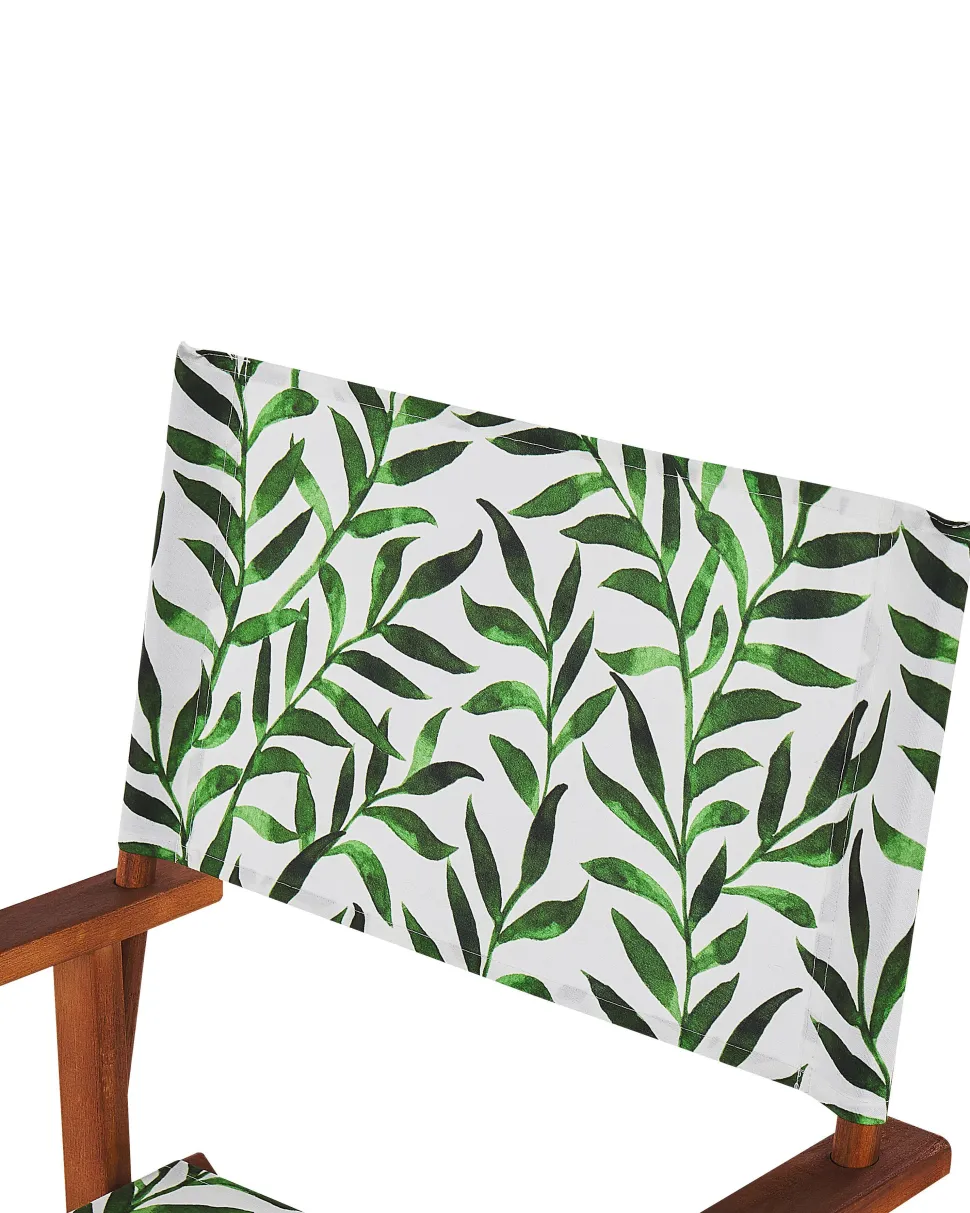 Beliani Puutarhatuoli Tumma Akasiapuu Vaihtokangas 2 Kpl Harmaa/Lehtikuvio 2 Kpl Cine Sale