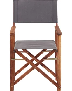 Beliani Puutarhatuoli Tumma Akasiapuu Vaihtokangas 2 Kpl Harmaa/Lehtikuvio 2 Kpl Cine Sale