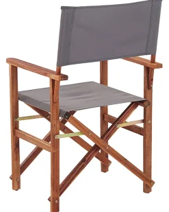 Beliani Puutarhatuoli Tumma Akasiapuu Vaihtokangas 2 Kpl Harmaa/Lehtikuvio 2 Kpl Cine Sale