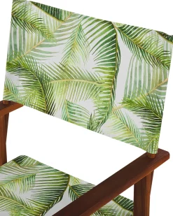 Beliani Puutarhatuoli Tumma Akasiapuu Vaihtokangas 2 Kpl Harmaa/Trooppinen Lehtikuvio 2 Kpl Cine Store