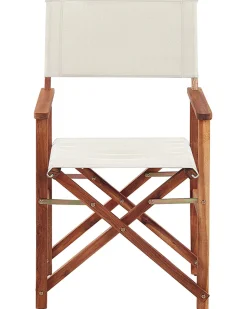 Beliani Puutarhatuoli Tumma Akasiapuu Vaihtokangas 2 Kpl Luonnonvalkoinen/Oliivikuvio 2 Kpl Cine Cheap