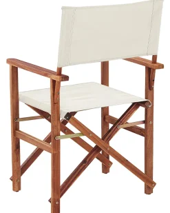 Beliani Puutarhatuoli Tumma Akasiapuu Vaihtokangas 2 Kpl Luonnonvalkoinen/Oliivikuvio 2 Kpl Cine Cheap