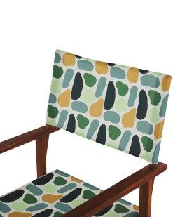 Beliani Puutarhatuoli Tumma Akasiapuu Vaihtokangas 2 Kpl Luonnonvalkoinen/Geometrininen Kuvio 2 Kpl Cine New