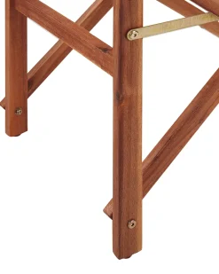 Beliani Puutarhatuoli Tumma Akasiapuu Vaihtokangas 2 Kpl Luonnonvalkoinen/Geometrininen Kuvio 2 Kpl Cine New