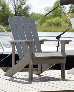 Beliani Puutarhatuoli Tummanharmaa Adirondack Sale