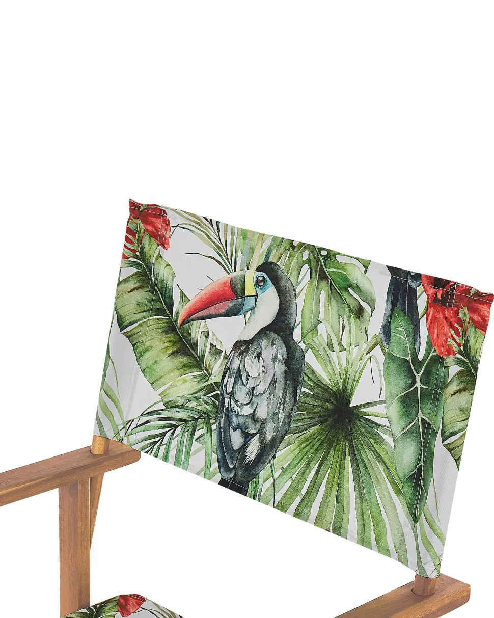 Beliani Puutarhatuoli Vaalea Akasiapuu Vaihtokangas 2 Kpl Luonnonvalkoinen/Tukaanikuvio 2 Kpl Cine Discount