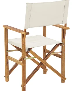 Beliani Puutarhatuoli Vaalea Akasiapuu Vaihtokangas 2 Kpl Luonnonvalkoinen/Tukaanikuvio 2 Kpl Cine Discount