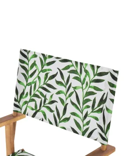 Beliani Puutarhatuoli Vaalea Akasiapuu Vaihtokangas 2 Kpl Harmaa/Lehtikuviot 2 Kpl Cine New