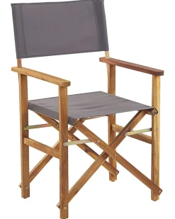 Beliani Puutarhatuoli Vaalea Akasiapuu Vaihtokangas 2 Kpl Harmaa/Lehtikuviot 2 Kpl Cine New