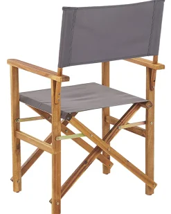 Beliani Puutarhatuoli Vaalea Akasiapuu Vaihtokangas 2 Kpl Harmaa/Oliivikuvio 2 Kpl Cine New