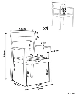 Beliani Puutarhatuoli Vaalea Akasiapuu 4 Kpl Fornelli Cheap