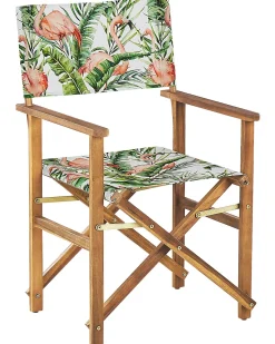 Beliani Puutarhatuoli Vaalea Akasiapuu Vaihtokangas 2 Kpl Luonnonvalkoinen/Flamingokuvio 2 Kpl Cine Best Sale