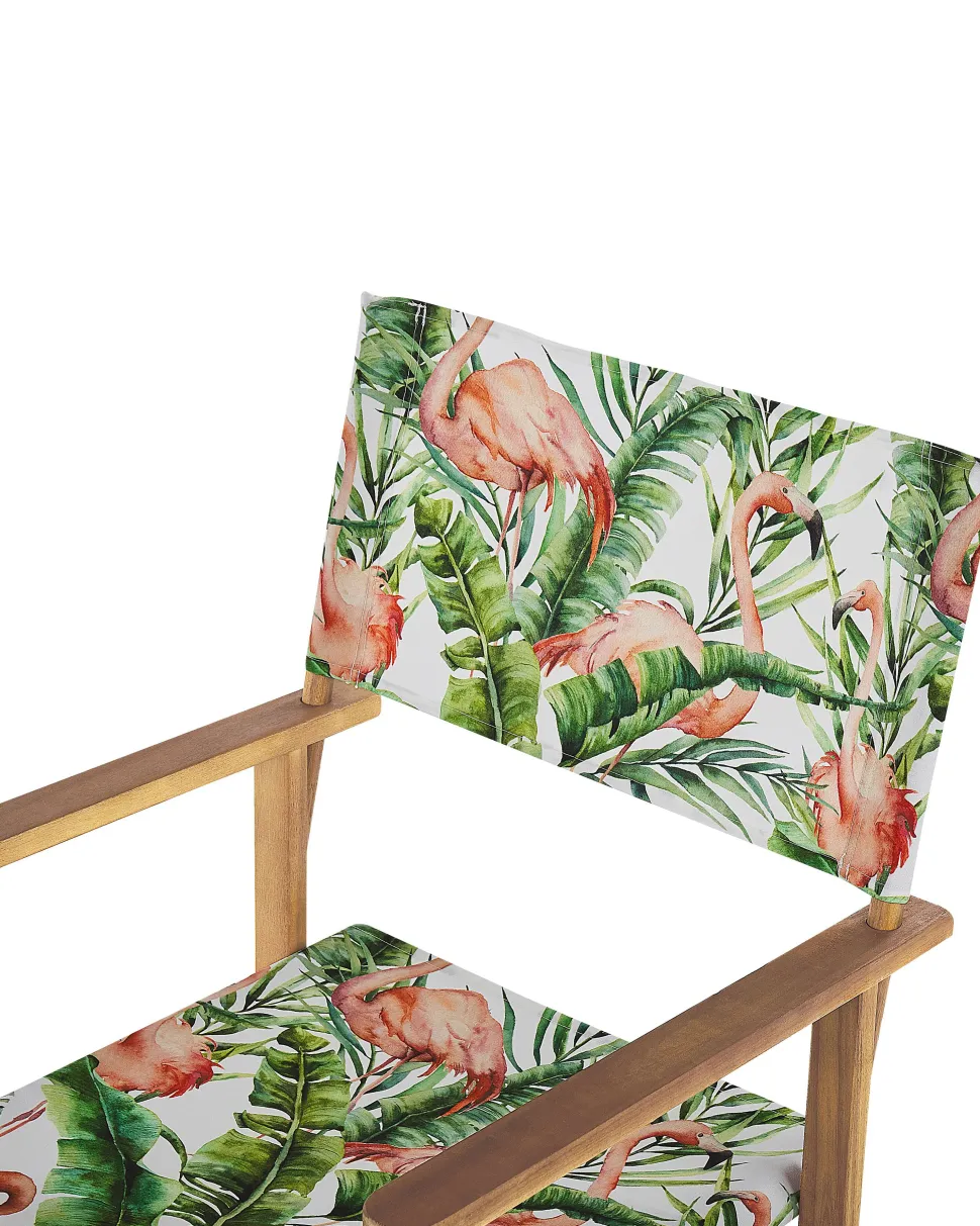 Beliani Puutarhatuoli Vaalea Akasiapuu Vaihtokangas 2 Kpl Luonnonvalkoinen/Flamingokuvio 2 Kpl Cine Best Sale