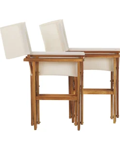 Beliani Puutarhatuoli Vaalea Akasiapuu Vaihtokangas 2 Kpl Luonnonvalkoinen/Flamingokuvio 2 Kpl Cine Best Sale