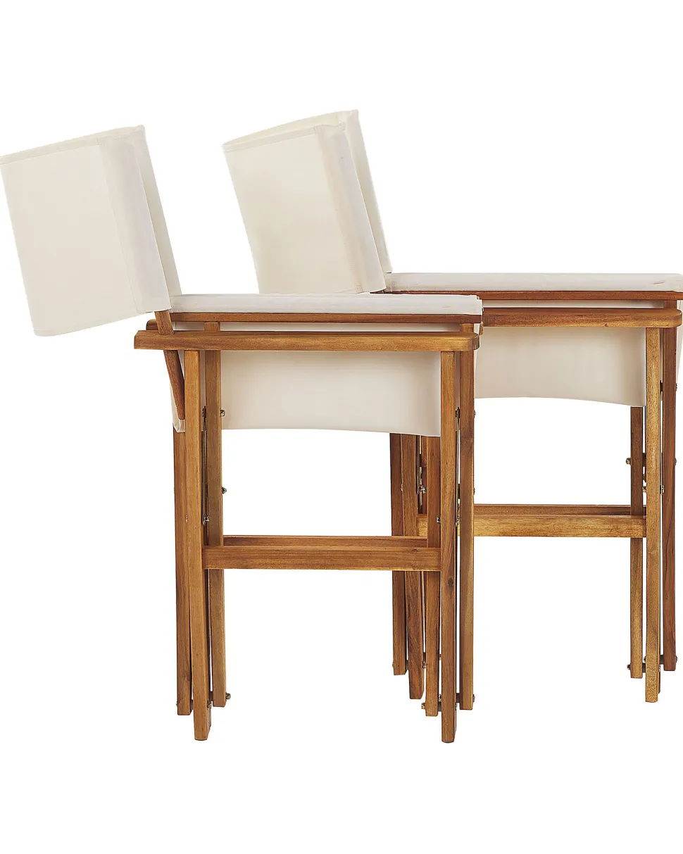 Beliani Puutarhatuoli Vaalea Akasiapuu Vaihtokangas 2 Kpl Luonnonvalkoinen/Flamingokuvio 2 Kpl Cine Best Sale