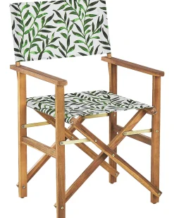 Beliani Puutarhatuoli Vaalea Akasiapuu Vaihtokangas 2 Kpl Luonnonvalkoinen/Lehtikuvio 2 Kpl Cine Shop