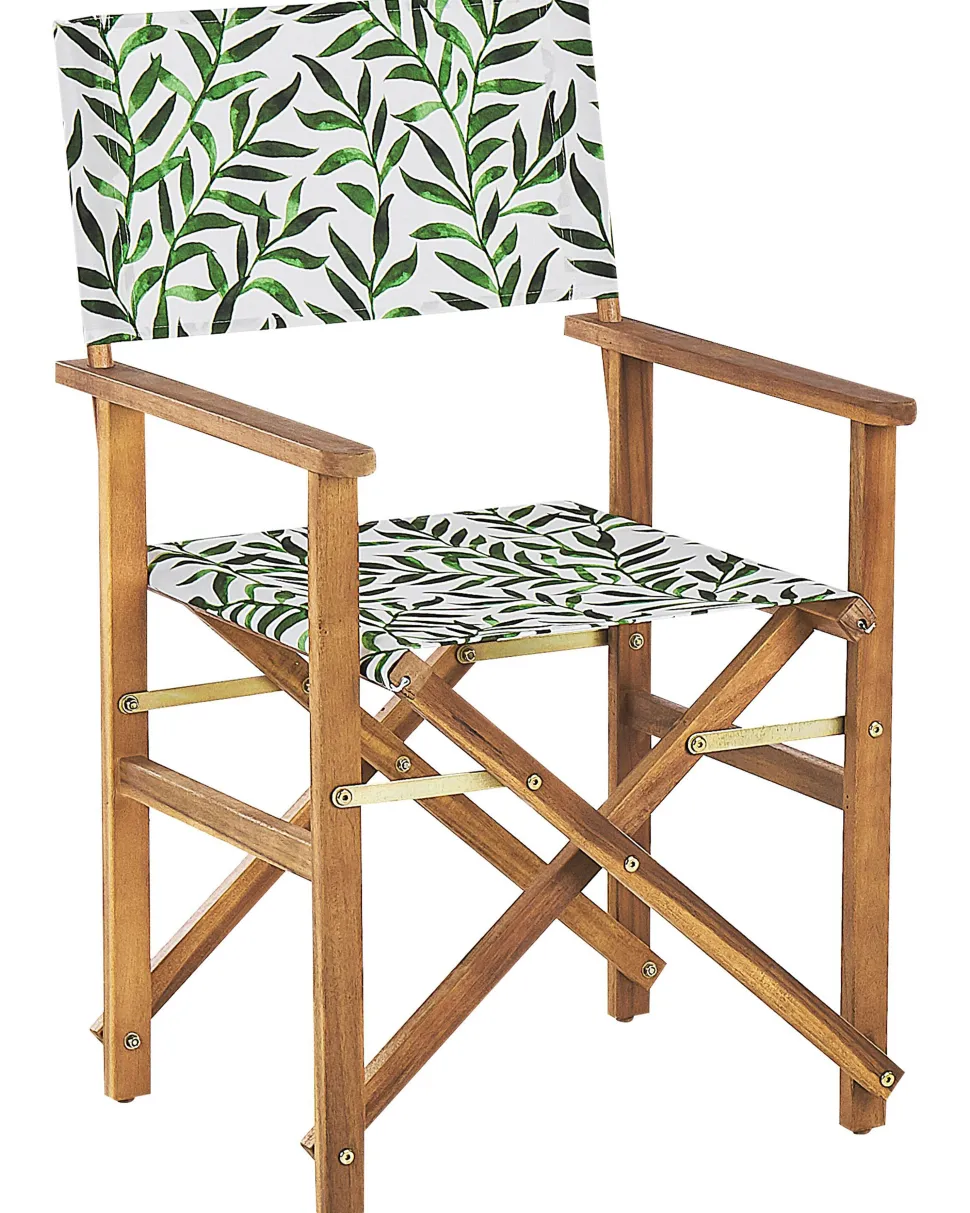 Beliani Puutarhatuoli Vaalea Akasiapuu Vaihtokangas 2 Kpl Luonnonvalkoinen/Lehtikuvio 2 Kpl Cine Shop