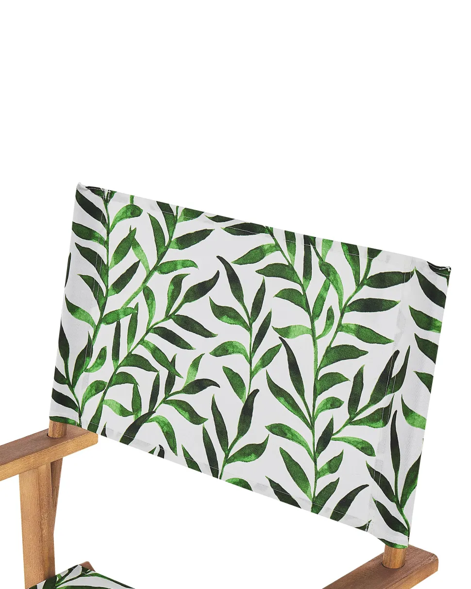 Beliani Puutarhatuoli Vaalea Akasiapuu Vaihtokangas 2 Kpl Luonnonvalkoinen/Lehtikuvio 2 Kpl Cine Shop