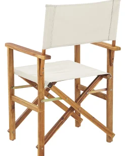 Beliani Puutarhatuoli Vaalea Akasiapuu Vaihtokangas 2 Kpl Luonnonvalkoinen/Lehtikuvio 2 Kpl Cine Shop