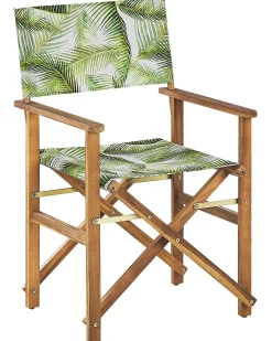 Beliani Puutarhatuoli Vaalea Akasiapuu Vaihtokangas 2 Kpl Luonnonvalkoinen/Trooppinen Lehtikuvio 2 Kpl Cine Clearance