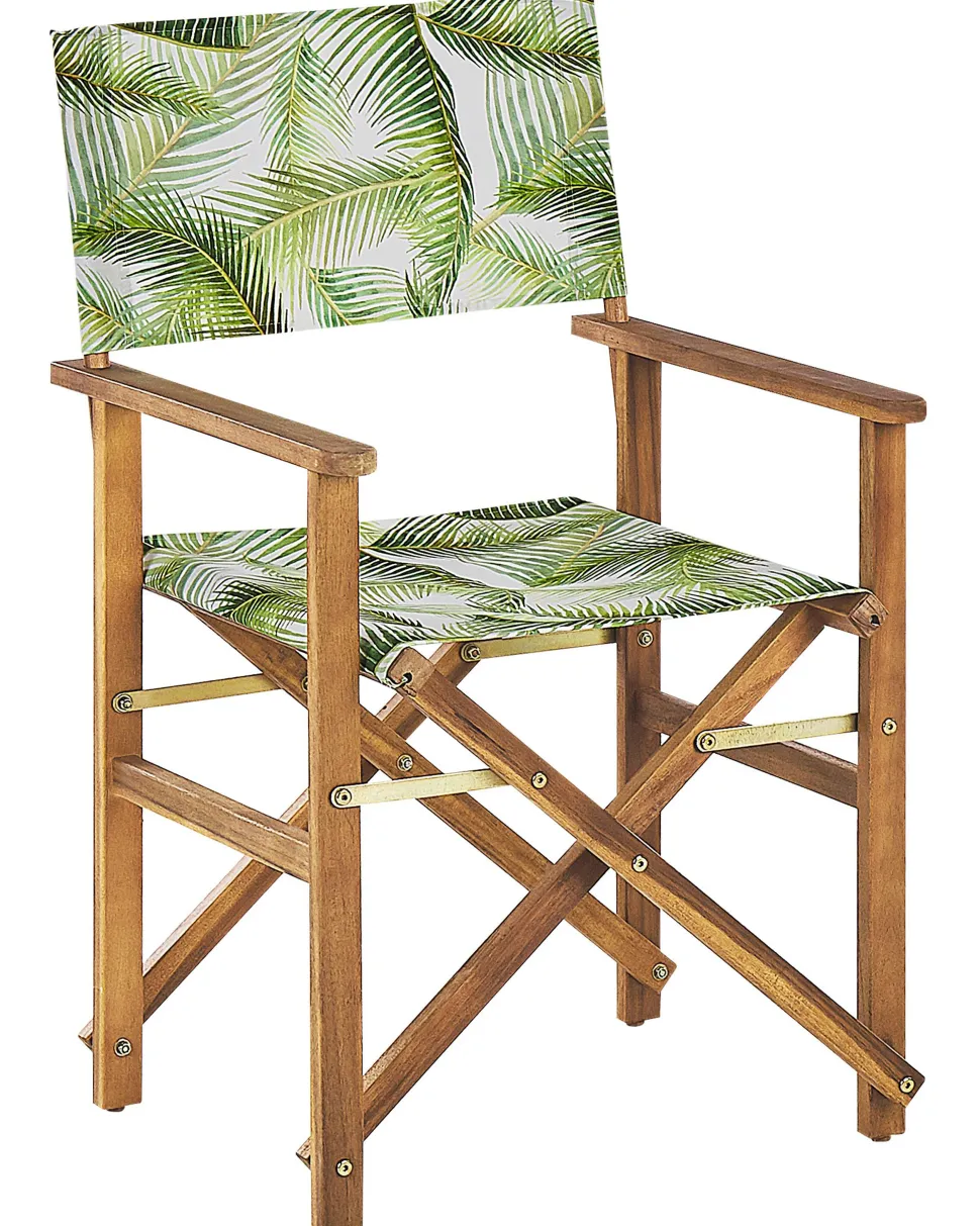 Beliani Puutarhatuoli Vaalea Akasiapuu Vaihtokangas 2 Kpl Luonnonvalkoinen/Trooppinen Lehtikuvio 2 Kpl Cine Clearance