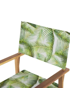 Beliani Puutarhatuoli Vaalea Akasiapuu Vaihtokangas 2 Kpl Luonnonvalkoinen/Trooppinen Lehtikuvio 2 Kpl Cine Clearance