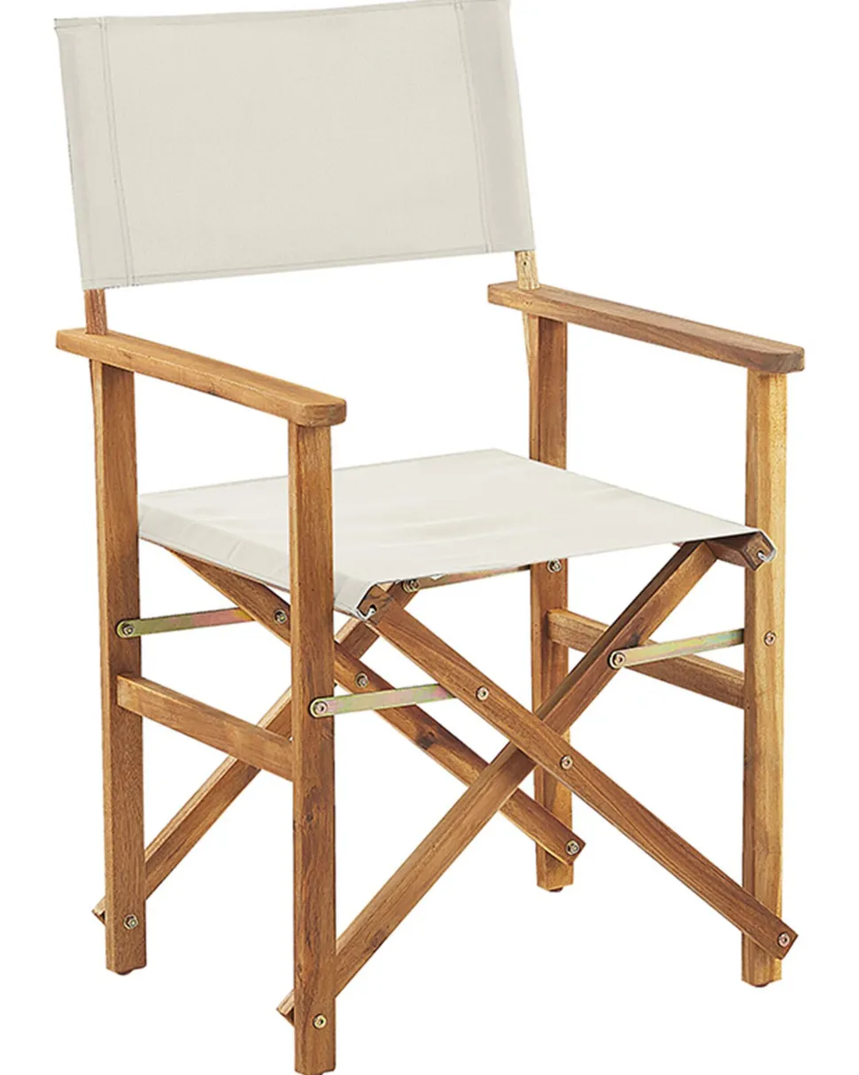 Beliani Puutarhatuoli Vaalea Akasiapuu Vaihtokangas 2 Kpl Luonnonvalkoinen/Trooppinen Lehtikuvio 2 Kpl Cine Clearance