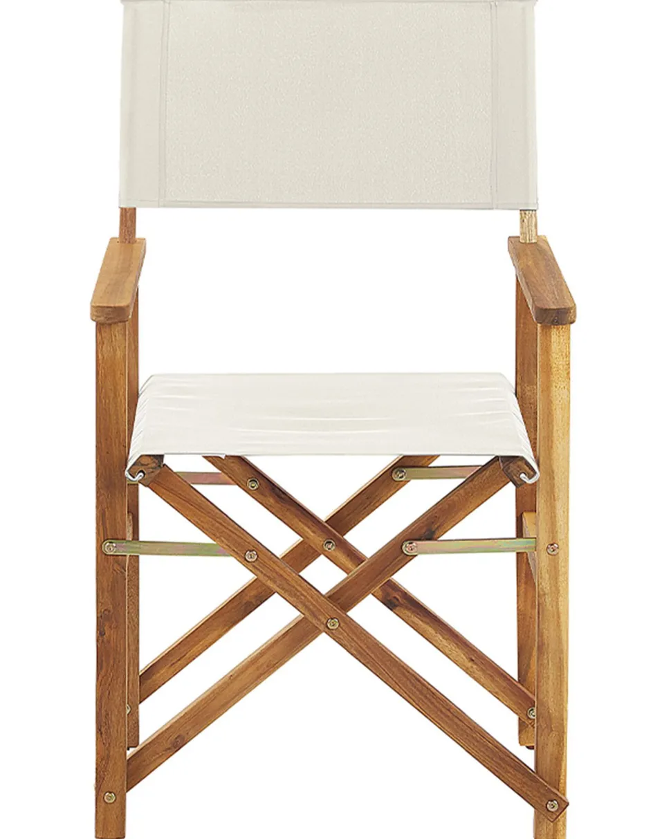 Beliani Puutarhatuoli Vaalea Akasiapuu Vaihtokangas 2 Kpl Luonnonvalkoinen/Trooppinen Lehtikuvio 2 Kpl Cine Clearance