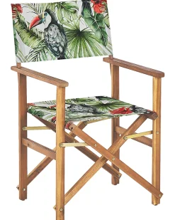 Beliani Puutarhatuoli Vaalea Akasiapuu Vaihtokangas 2 Kpl Harmaa/Tukaanikuvio 2 Kpl Cine Cheap