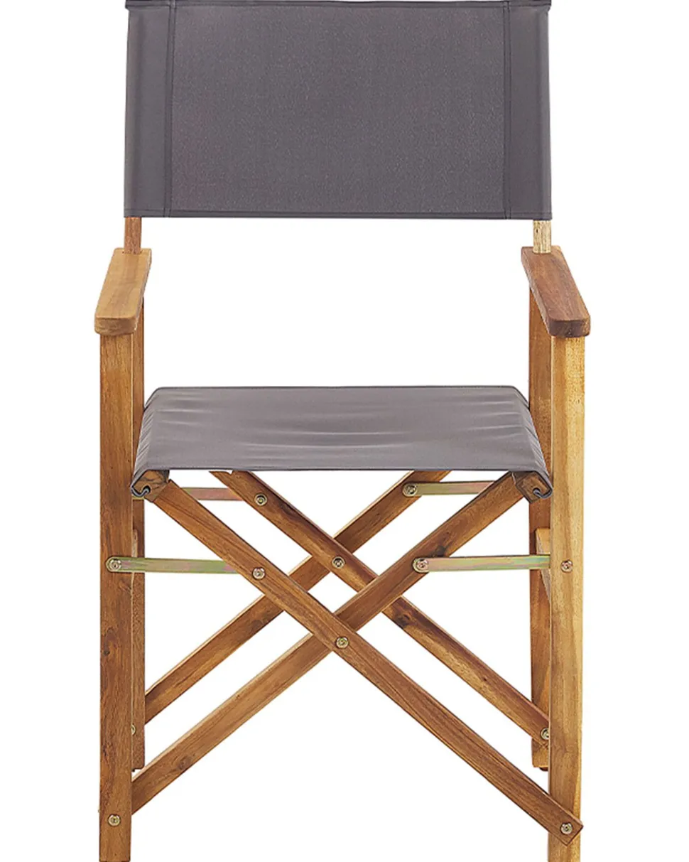 Beliani Puutarhatuoli Vaalea Akasiapuu Vaihtokangas 2 Kpl Harmaa/Tukaanikuvio 2 Kpl Cine Cheap