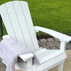 Beliani Puutarhatuoli Valkoinen Adirondack Best