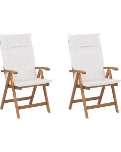 Beliani Puutarhatuolit 2Kpl Luonnonvalkoisilla Pehmusteilla Java Clearance