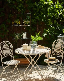 Beliani Puutarhatuolit 2Kpl Metallinen Luonnonvalkoinen Bivio New