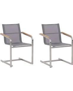 Beliani Puutarhatuolit 2Kpl Setti Harmaa Cosoleto New