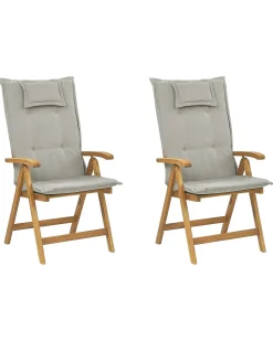 Beliani Puutarhatuolit 2Kpl Setti Ruskeanharmailla Pehmusteilla Java Best