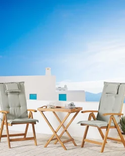 Beliani Puutarhatuolit 2Kpl Setti Ruskeanharmailla Pehmusteilla Java Best