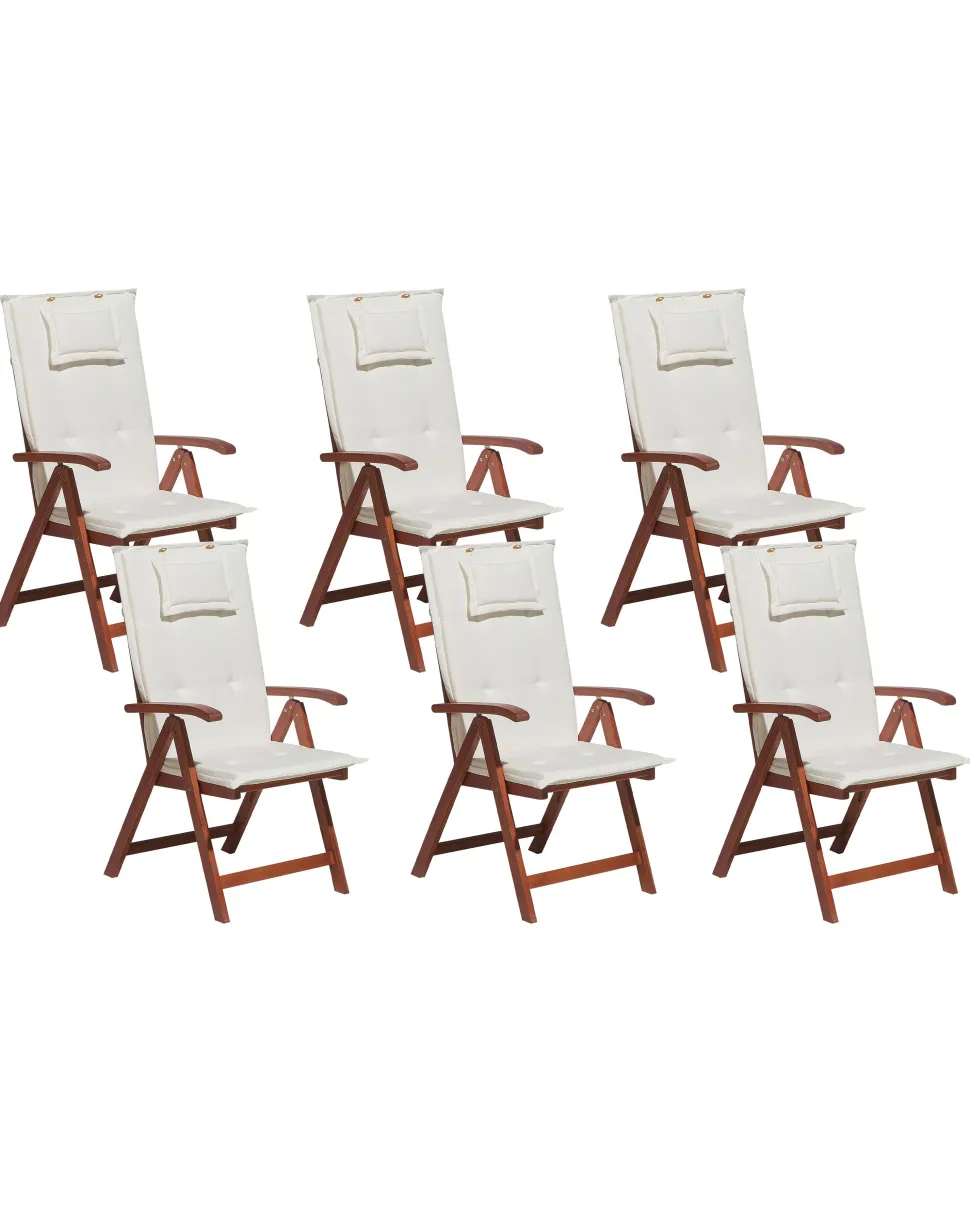 Beliani Puutarhatuolit 6Kpl Setti Luonnonvalkoisilla Pehmusteilla Toscana Best