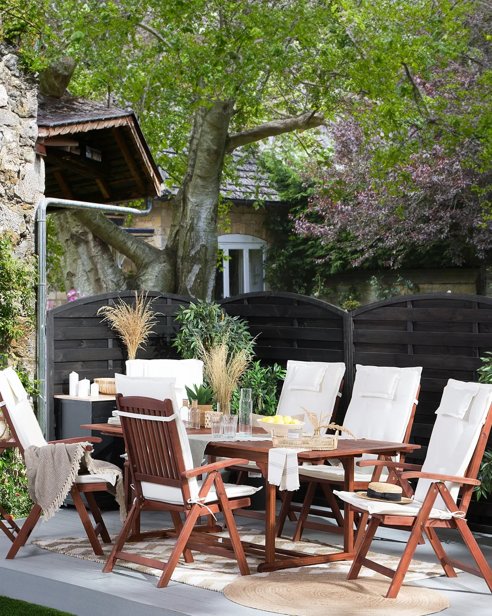 Beliani Puutarhatuolit 6Kpl Setti Luonnonvalkoisilla Pehmusteilla Toscana Best