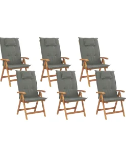 Beliani Puutarhatuolit 6Kpl Setti Harmailla Pehmusteilla Java Best Sale