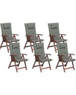 Beliani Puutarhatuolit 6Kpl Setti Harmailla Pehmusteilla Toscana Shop