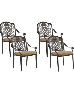 Beliani Puutarhatuolit Tummanruskeat, Alumiinia, 4Kpl Setti Salento Online