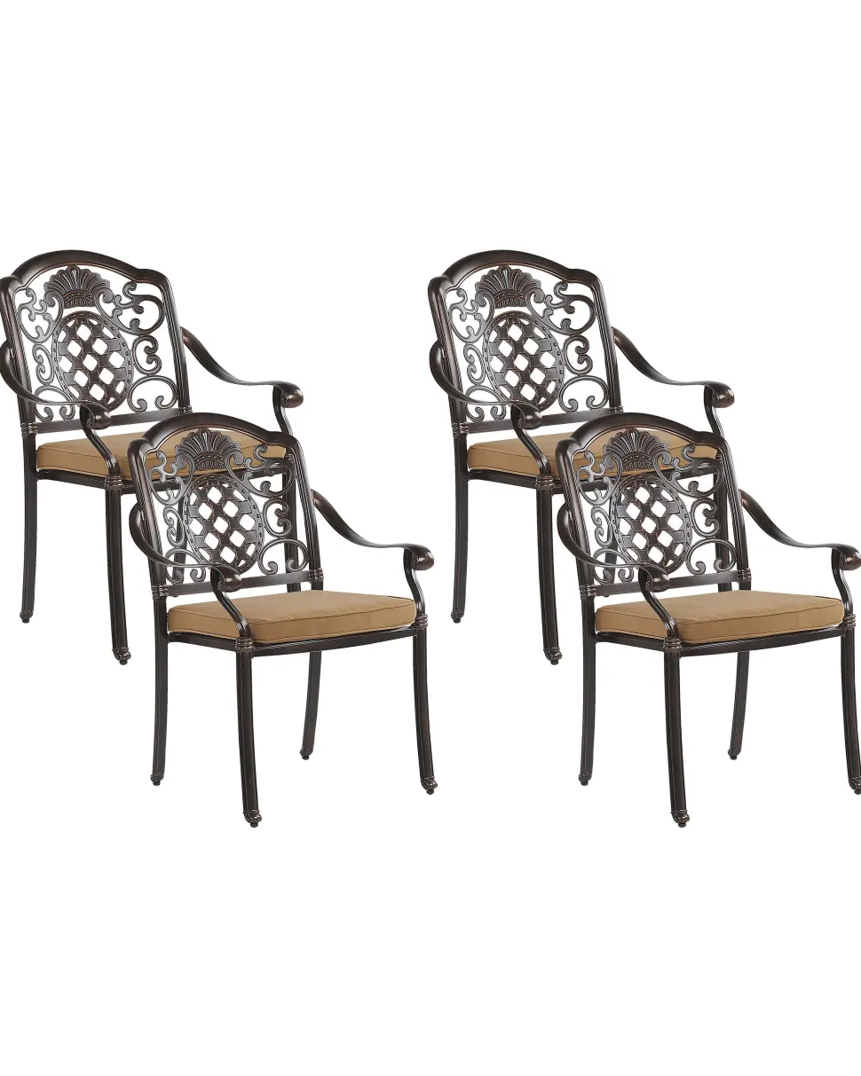 Beliani Puutarhatuolit Tummanruskeat, Alumiinia, 4Kpl Setti Salento Online