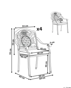 Beliani Puutarhatuolit Tummanruskeat, Alumiinia, 4Kpl Setti Salento Online