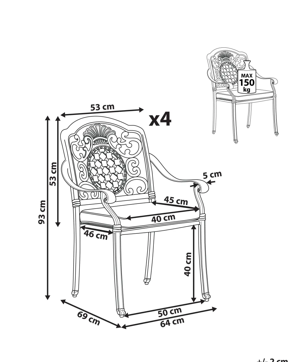 Beliani Puutarhatuolit Tummanruskeat, Alumiinia, 4Kpl Setti Salento Online