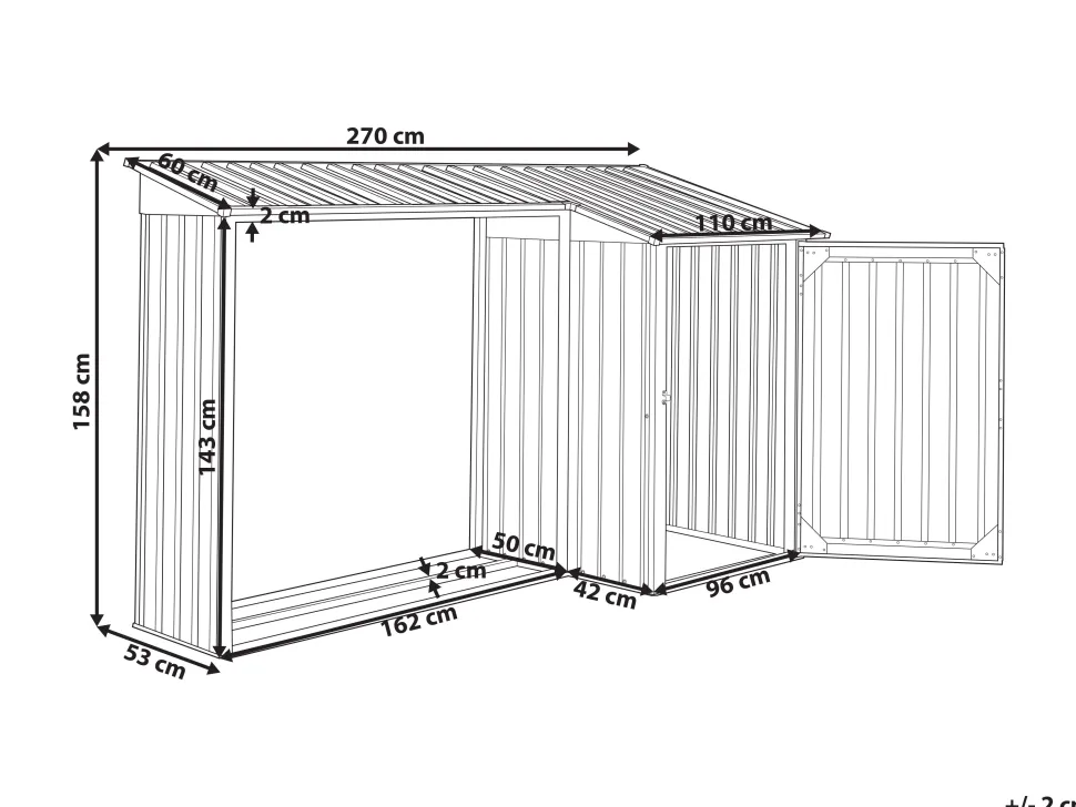 Beliani Puutarhavaja Teras Grafiitinharmaa 270 X 158 Cm Aosta Best Sale